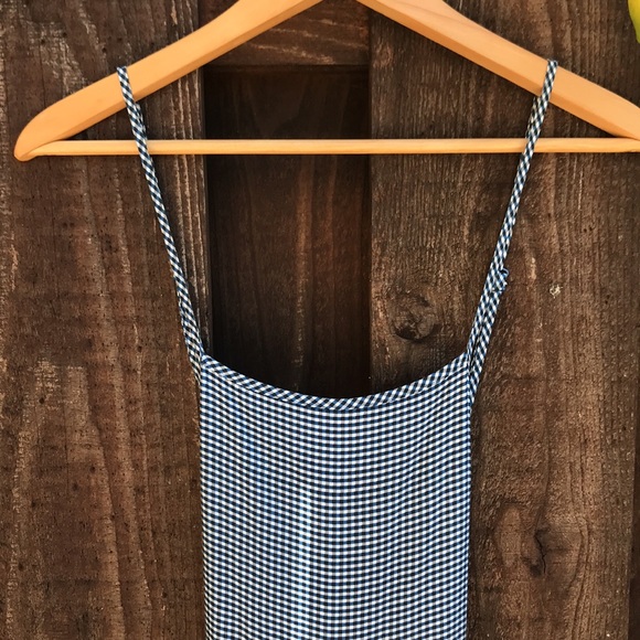 American Apparel Blue Plaid Romper Sz S - Picture 2 of 8